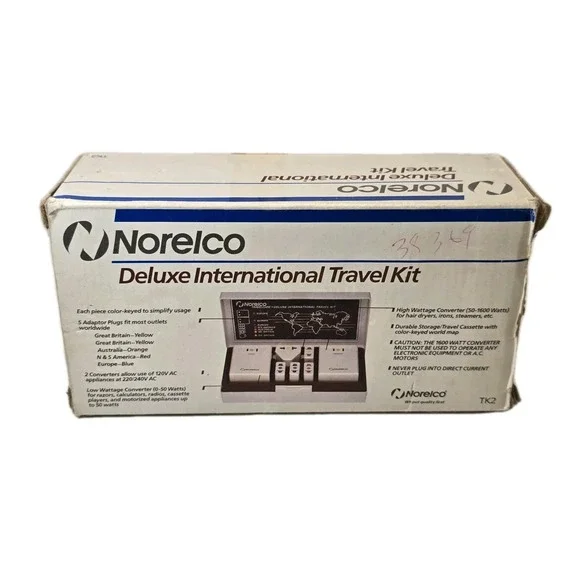 Genuine Norelco Deluxe International Travel Kit Converters & Adaptor Plugs - Picture 2 of 4